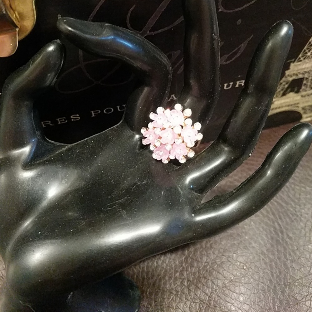 Pink Crystal flower ring